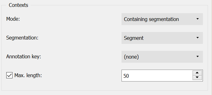 Context widget in "Containing segmentation mode"