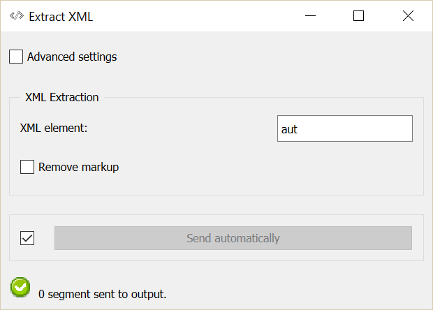 Basic interface of the Extract XML widget
