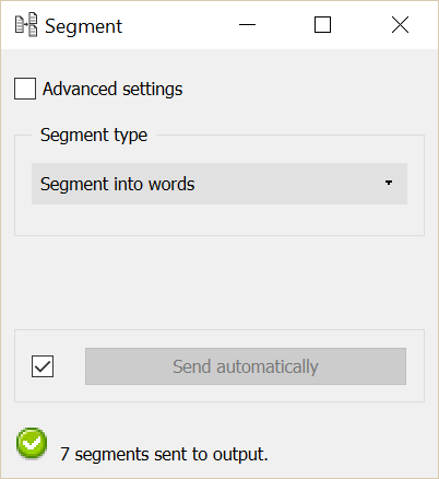 Interface of widget Segment configured with regex "\w+"