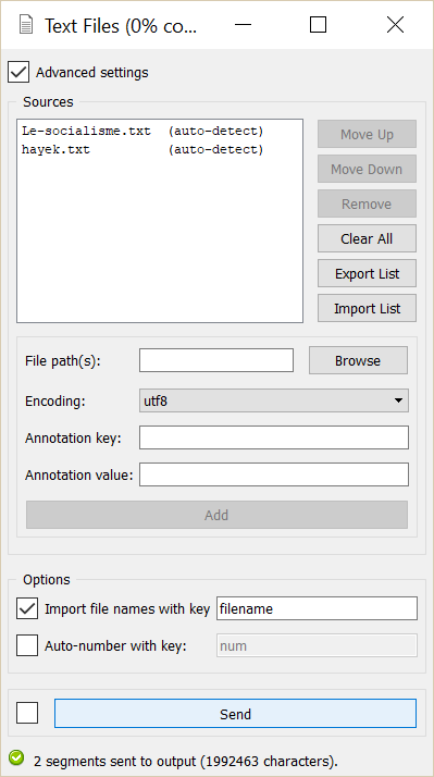 Importing several files using the Text Files widget