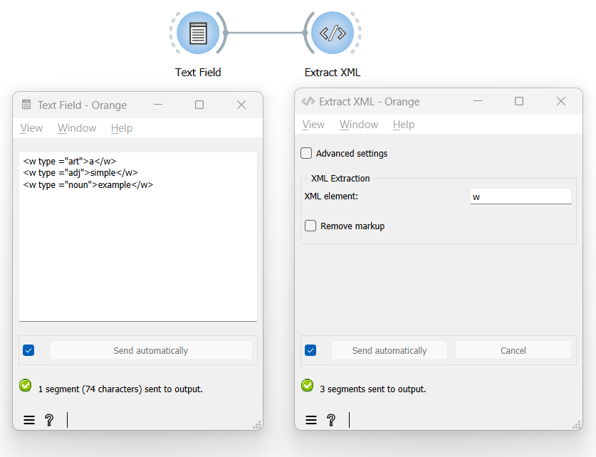 Convert XML tags into Orange Textable annotations with an instance of Extract XML