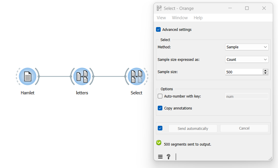 Create a random selection or sample of segments with an instance of Select