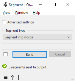 Interface of widget Segment configured with regex "\w+"