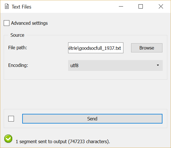 Importing a file using the Text Files widget